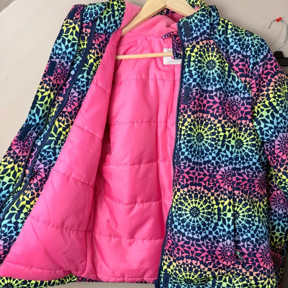The Children's Place Girls Snow Suit Set Jacket XL 14 Pants 10 Ski Geometric